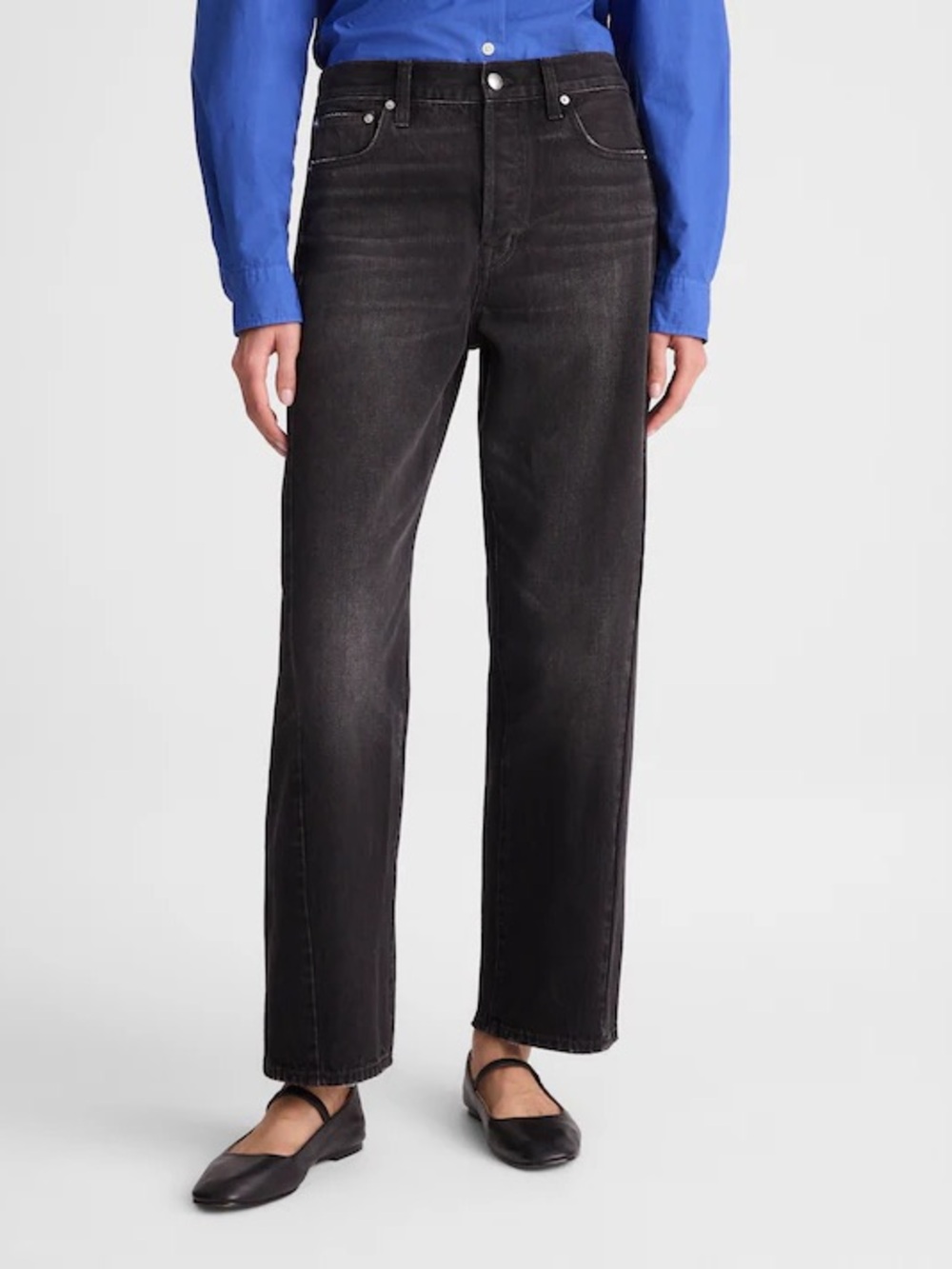 NWT Madewell Pieced Barrel Leg Jeans Size 24 Ashen Black Wash Denim $148 NZ066